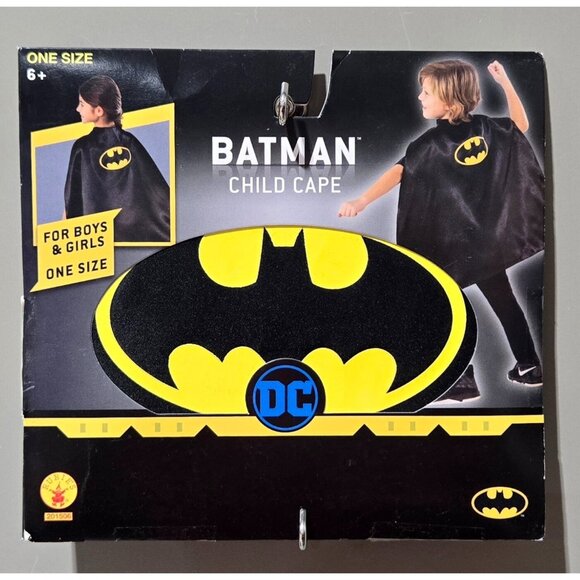 Rubie's DC Comics Batman Child Youth OSFM 24" Long Black Cape w/ Classic Logo - Picture 1 of 5
